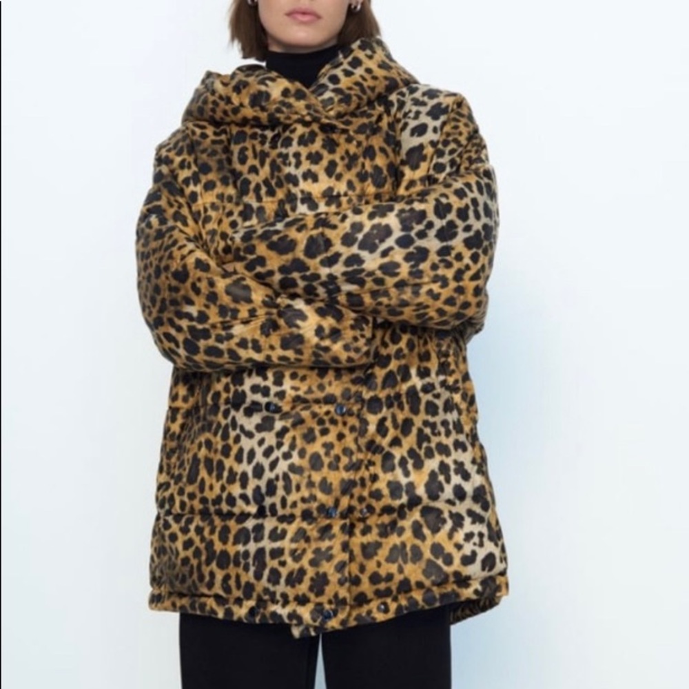 Zara Leopard Lightweight Puffer Jacket - NWT